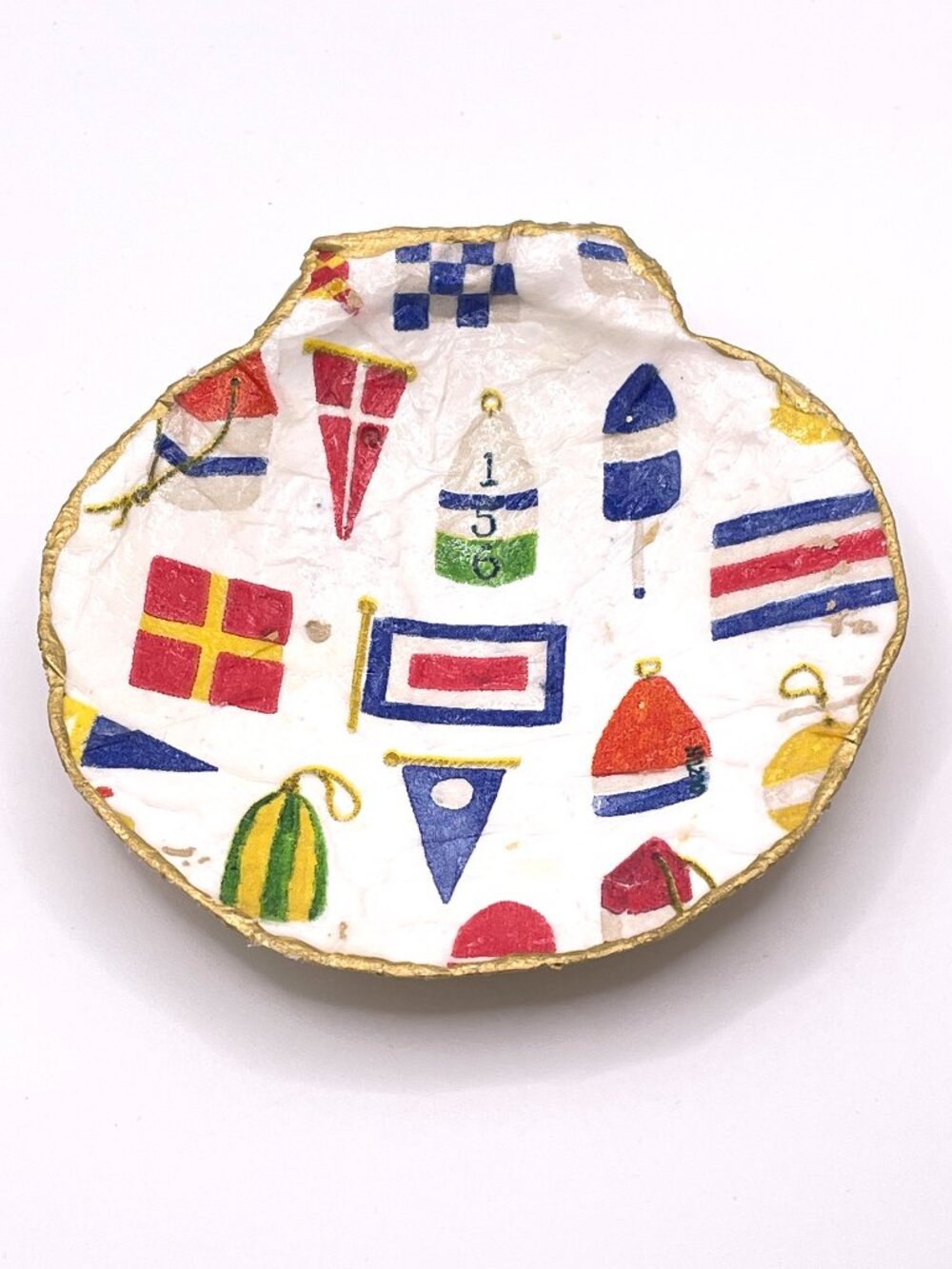 Nautical Buoy Scallop Shell Trinket Tray-Buoy Scallop Shell-New